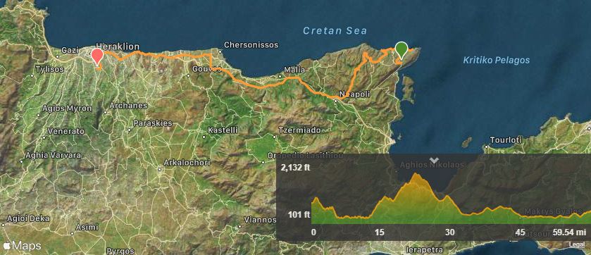 Trajet offroad nord de la crète